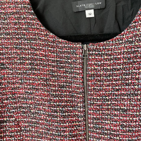 Slate & Willow Tweed Ruffle Trim Peplum Jacket Blazer Zip Size 12 Career Work - Picture 5 of 13